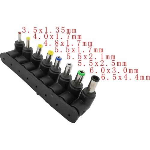 8Pcs/Set 8Pin Universal Laptop DC Power Plug Charger Socket Connector 5.5x2.1mm DC Male to Female Interface Elbow Supply Adapter