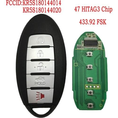 Datong World Car Remote Key For Nisan Teana 2013-2015 with KR5S180144014 S180144020433.92MHZ 47 Chip PCF7953X Keyless Entry