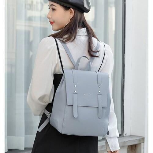 2021 New High Quality Women Backpack Pu Leather Backpacks for Teenage Girls Female School Double Shoulder Bagpack Women Bags