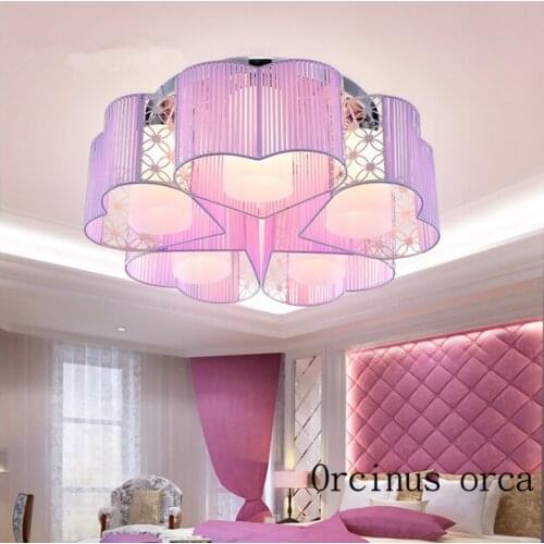 Modern concise warm heart-shaped ceiling lamp girl bedroom childrens room romantic Creative Star Moon LED pink ceiling lamp