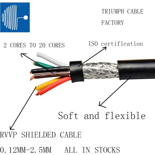 TRIUMPHCABLE RVVP 9core 5M 0.3MM 0.2MM 0.12MM shielded wire PVC flame retardant sheathed wire temperature resistance 70 C 300V