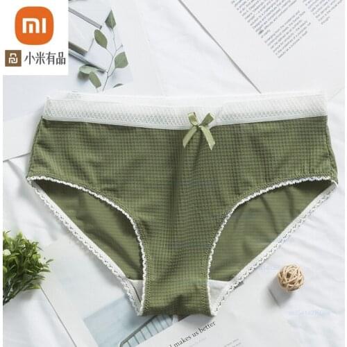 Xiaomi Ice Silk Panties for Woman Briefs Simple Breathable Solid Bow Soft Underwear Breathable Cool Women Briefs Hot Sale