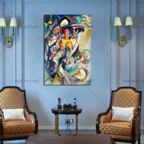 Wassily Kandinsky Abstract Oil Painting Modern Home Decor Modular Pictures Wall Art 100% Handmade Oil Painting For Living Room