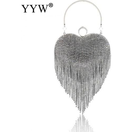 Evening Bags Clutch Heart Shape 2021 Clutch Purse in Handbag Crystal Clutch Purse Wedding Bridal Party Purse Women Ladies Clutch