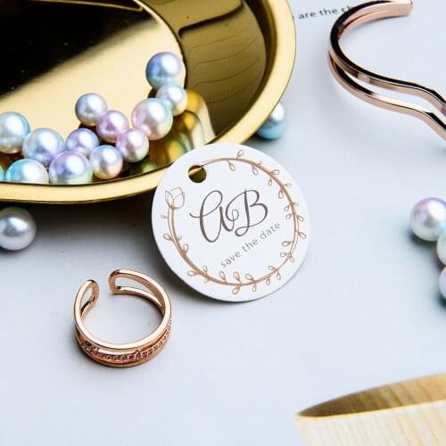 Y7-200 pcs 3.5cm round Kraft/White Paper Gold Label Customized Personalized Label Gift Label Advanced Wedding Label your logo