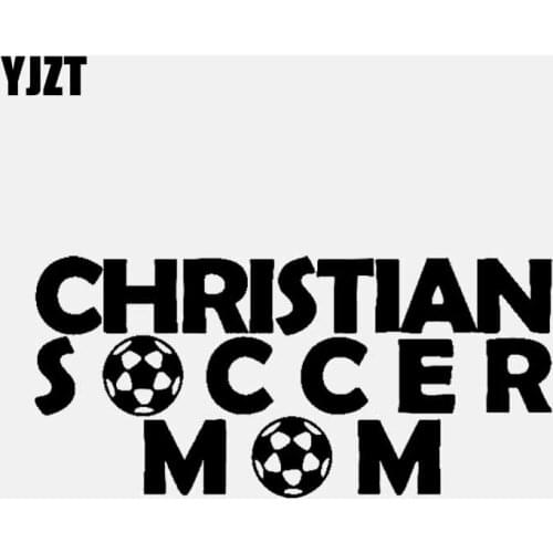 YJZT 15.9CM*7.3CM CHRISTIAN SOCCER MOM Car Sticker Vinyl Decal Black/Silver C3-1435