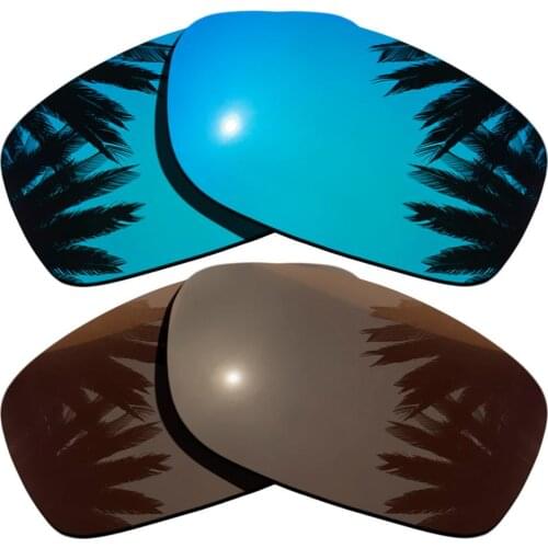 Ice Blue Mirrored & Brown Polarized Replacement Lenses for Fives Squared Frame 100% UVA & UVB
