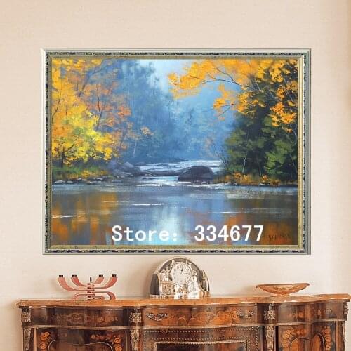 Golden Autumn Lake Embroidery for Needlework Crafts14CT Counted Unprinted DIY Cross Stitch Kits Handmade Arts Wall Decor