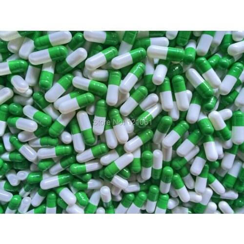 00# 1,000pcs,capsules size 00, green-white colored hard gelatin empty capsules 00#(joined or seperated capsules available!)