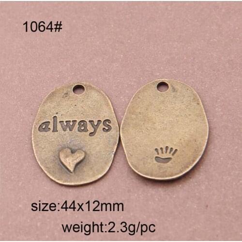 20pcs/lot Antique Bronze Color Alloy 44x12mm Retro Alphabet Charm For DIY Jewelry