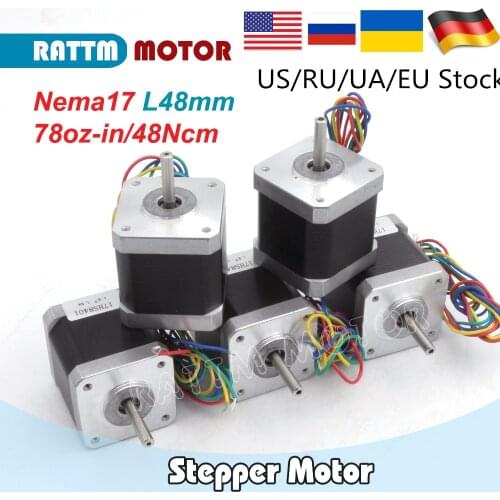 EU ship 5pcs 3D printer accessories Nema 17 stepper motor 17HS8401 two-phase four-wire 48mm height engraving machine motor