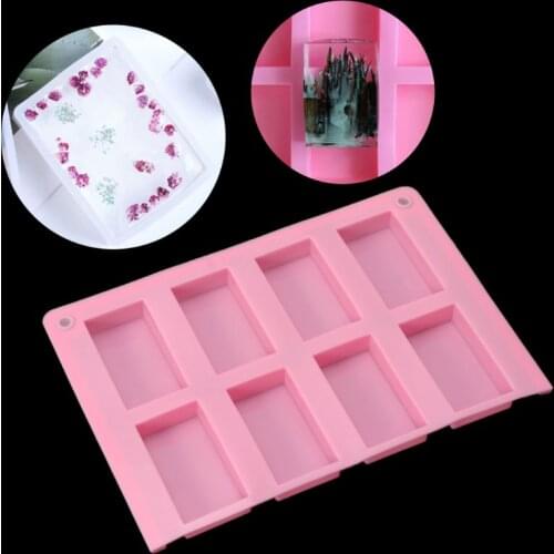 8 Cavities Rectangle Cuboid Silicone Mold Soap Dried Flower Resin Mold DIY Tools