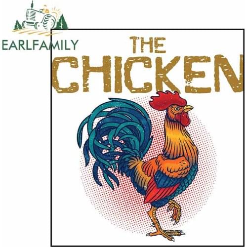 EARLFAMILY 13cm x 11.3cm For Chicken Sunscreen Car Stickers Vinyl Material Decal Fashion Occlusion Scratch Cartoon Graphics