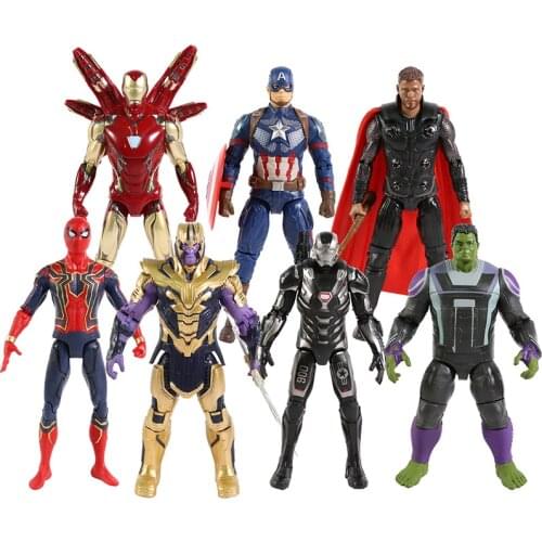 Marvel Spiderman Iron Man Captain America Thor Hulk War Machine Thanos 7" Action Figure Toy Desktop Doll