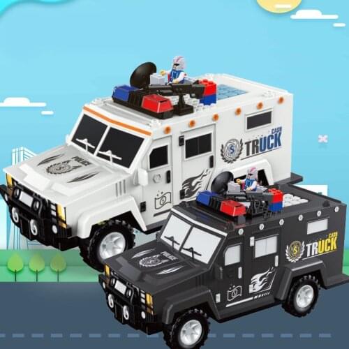 Electric Piggy Bank Toy Building Block DIY Hummer Cash Truck Automatic Roll Money Fingerprint Password Piggy Bank Children Gift