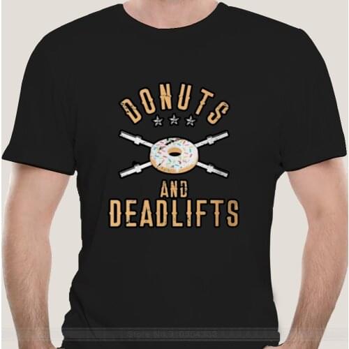 Men Short sleeve tshirt Donuts and Deadlifts T-Shirt Funny Workout Powerlifter T-Shirt Aesthetic Harajuku Tee Shirt Unisex Tops