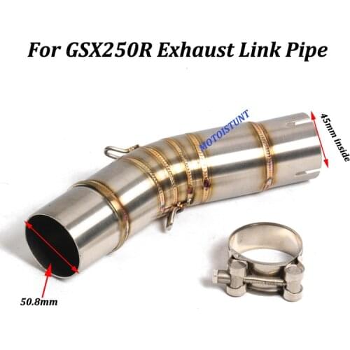 51mm Motorcycle Exhaust Muffler Modified Middle Link Pipe Connection Tube Slip on For Suzuki GSX250R Stainless Steel 304