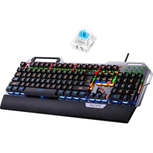 104Keys USB 7 Color RGB Aluminum Alloy Esports Gaming Keyboard with Phone Stand