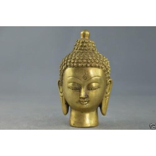 Chinese Handwork Copper Carving Wonderful Buddha Head Buddhism Exorcism Statue