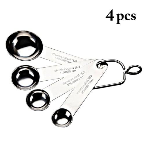 4Pcs/Set Measuring Spoon Stainless Steel Stackable Measure Scoop Teaspoon Coffee Powder Spice Measure Scoop Kitchen Baking Tool