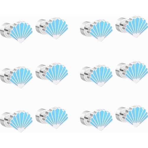 LUXUKISSKIDS 12Pairs/Lot 9.8mm Shell Shape Kids Screw Stud Earring For Girls Women Jewelry Birthday Present Gift Summer Earrings