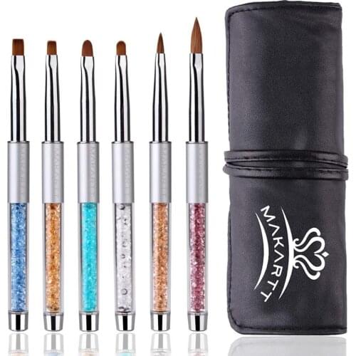 MAKARTT 6PCS Sable Acrylic Gel Brush Pen Set with Roll Up Bag G0166
