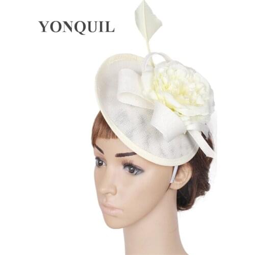 Fashion Ivory Fascinator Hat Headband Elegant Women Fashion Headpiece Bridal Mariage Chapeau Cap Handmade Flower Chic Millinery