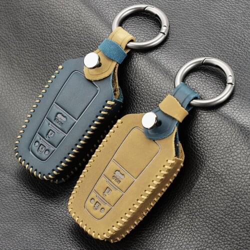 Fashion Leather Car Key Case Cover For Toyota Prius Camry Corolla C-HR CHR RAV4 Prado Car Accessories Keychain Covers
