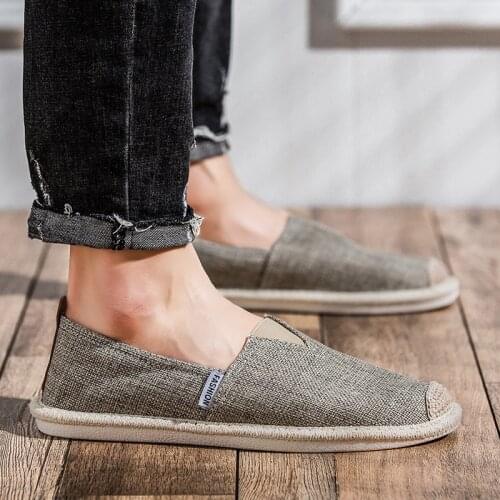 2019 Men Causal Shoes Breathable Wide Slip On Canvas Sneakers Male Linen Shoes Summer Fashion Espadrilles Men Trend Shoes K8-57