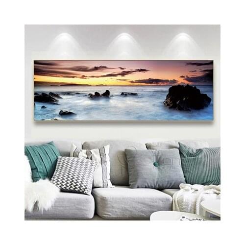 Single Ocean Prints Wall Art Canvas Sunset Seascape Paintings Home Decor Canvas Pictures For Living Room Modern Spray Unframed