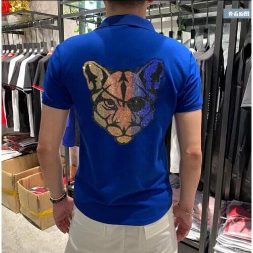 Diamond stone breathable POLO shirt casual mens clothing Hot drill Polo mens Rhinestones POLO shirt mens short-sleeved