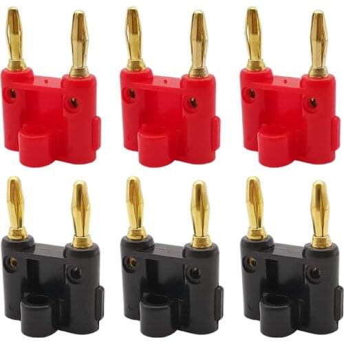 Double Row 4mm Banana Plug Connectors Speaker Amplifier Plug Twin 4mm Banana Terminal Couple Audio Plug Lantern Plug Connector