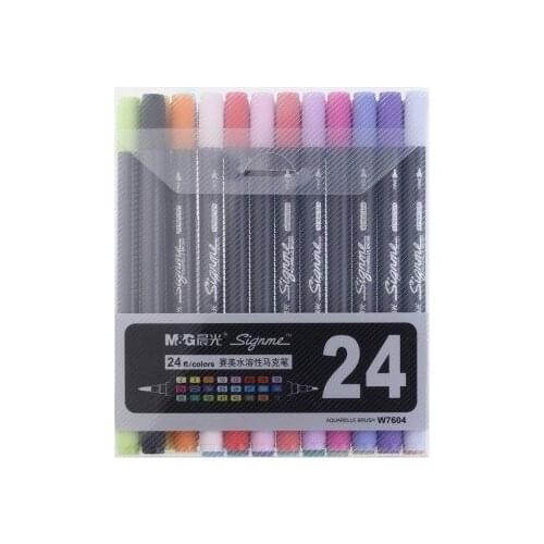 24 colors soluble Pens Art Supplies For Drawing Water Soluble Mark Pen 24 Double Slider Multicolour Marker Painting Sets