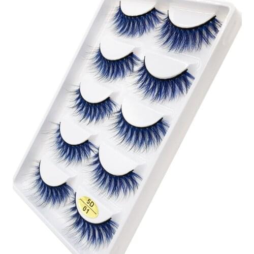 Flash Girl Real Mink Eyelash 5 Pairs Colorful Light and Soft Charming Eyelashes for Makeup Maquiage 5D01 5D02 5D03 5D04