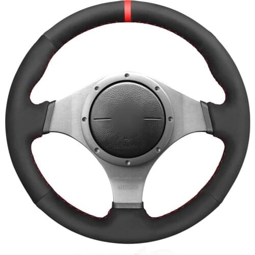 Hand Sew Black Suede Car Steering Wheel Cover for Mitsubishi Lancer Evolution 8 VIII Lancer Evolution 9 IX 2005 2006 2007