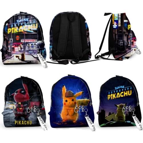 POKEMON Backpack Pikachu Cartoon Printed Girls and Boys School Bag Oxford Cloth College Style Knapsack Strap Adjustable Gifts