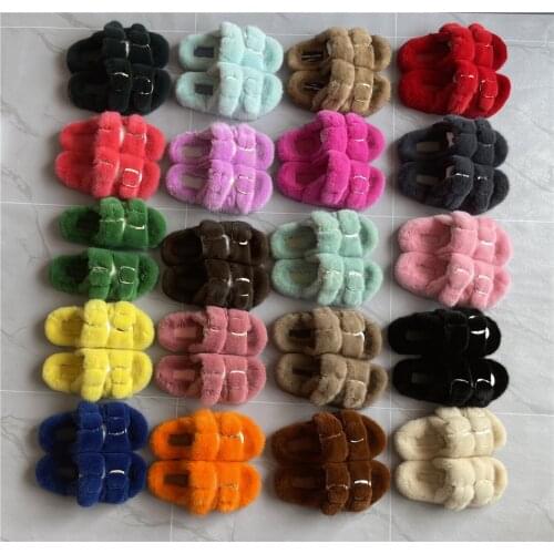 European Luxury 100% Real Mink Fur Slipper Fashion Slippers Women Indoor Winter Slippers Furry Slides Slippers Ladies Slippers