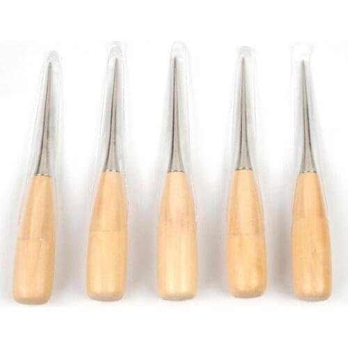 2pcs Sewing Punch Awl Wooden Handle Leather Cone Tool for Repair Handmade Crafts Accessories with Sheath