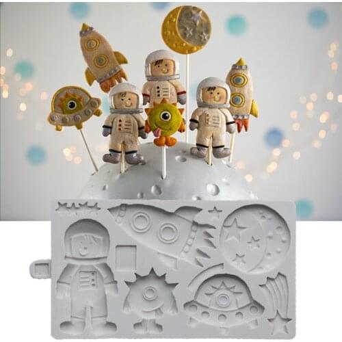 Space Astronaut Silicone Mold Fondant Cake Decorating Mould Sugarcraft Chocolate Baking Tool Kitchenware For Cakes Gumpaste Form