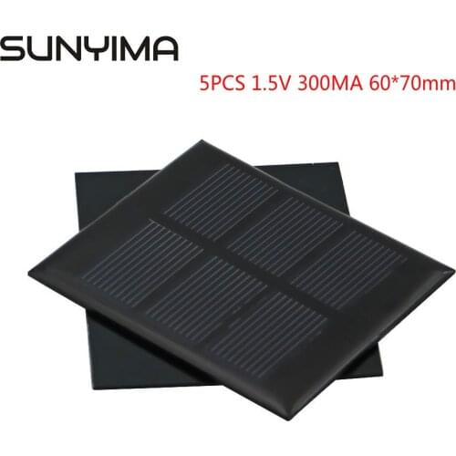 SUNYIMA 5PCS 1.5V 300MA Polycrystalline Solar Panels Epoxy Solar cells SunPower 60*70mm For DIY Solar Charger Painel