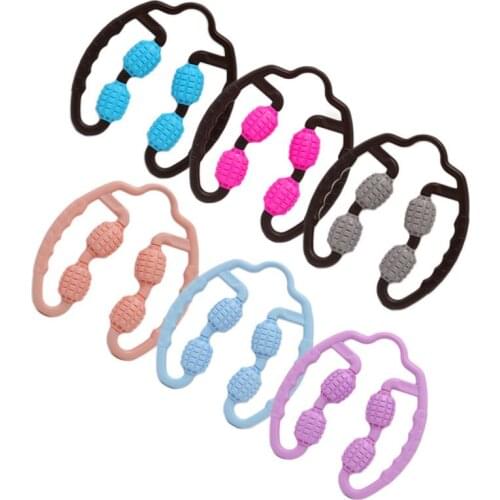 U Shape Trigger Point Massage Roller for Arm Leg Neck Muscle Tissue for Fitness Gym Yoga Pilates Sports 4 Wheel Muscle Relaxer