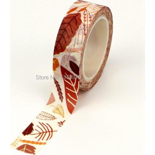 Custom Unique Design Brown Yellow Leaves Washi Tape 15mm*10meters for Planner Scrapbooking Decorative Masking Tapes