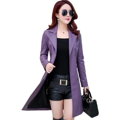 Winter Windbreaker Big Size Slim Womens Costumes Streetwear Pu OverCoat Turn-down Collar Large Size Leather Coat M-5XL453
