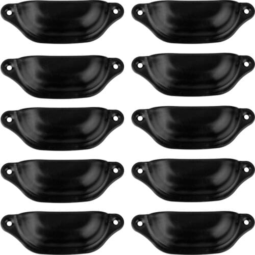 10 ANTIQUE SHELL DRAWER WARDROBE KITCHEN CUPBOARD CABINET HANDLE KNOB BLACK
