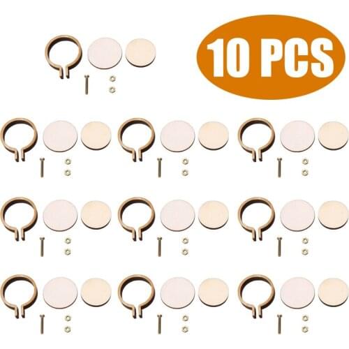 10 sets Mini Embroidery Hoop Ring Wooden Cross Stitch Frame For DIY Handmade Pendant Crafts Sewing Accessories