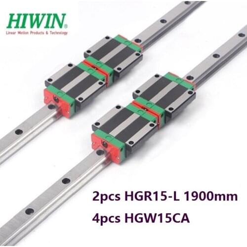 2pcs origial Hiwin rail HGR15 -L 1900mm + 4pcs HGW15CA HGW15CC blocks for cnc router