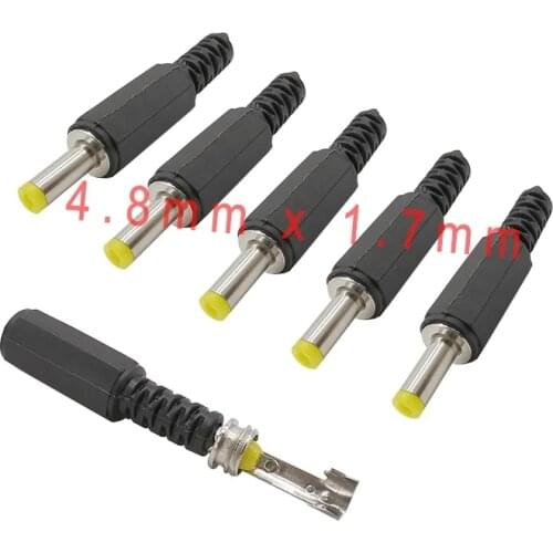 5/10Pcs DC Power Male Plug Jack Adapter 4.8mm x 1.7mm DC Power Socket Connector 4.8*1.7mm DIY Wire Cable Solder Supply Connector