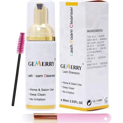 60ml Eyelash Extension Glue Eyelash Extensions Brush Shampoo Kit Eye Lash Cleaning Foam Pump Design No Stimulation Makeup Clean