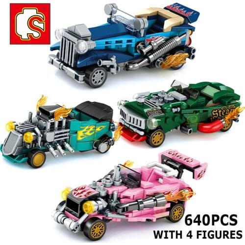 SEMBO 640Pcs City Speed Champion Racing Car Model Building Blocks Boys DIY Sport Off Road Pull Back Vehicle Bricks Toys Children