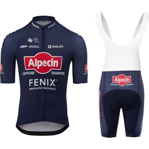 Alpecin FENIX Cycling Short sleeve jersey Sportwear 2020 Men bib shorts gel thick pad riding clothing Set Breathable bike suit